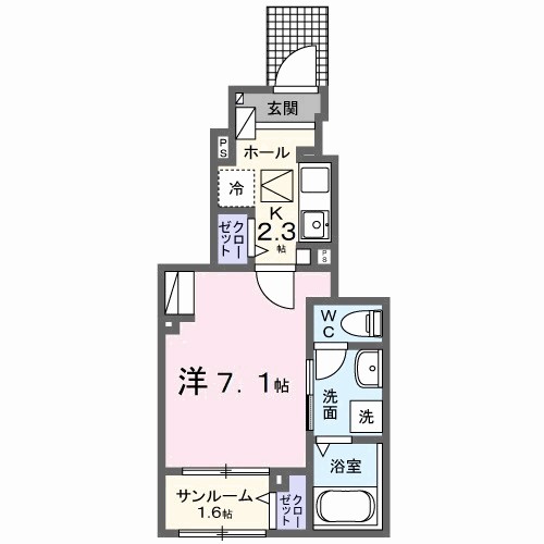 サイカス桟橋通 102号室 間取り
