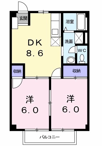 カレントハウスⅡＢ 102号室 間取り