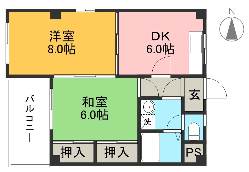 パパドポーラスター 201号室 間取り