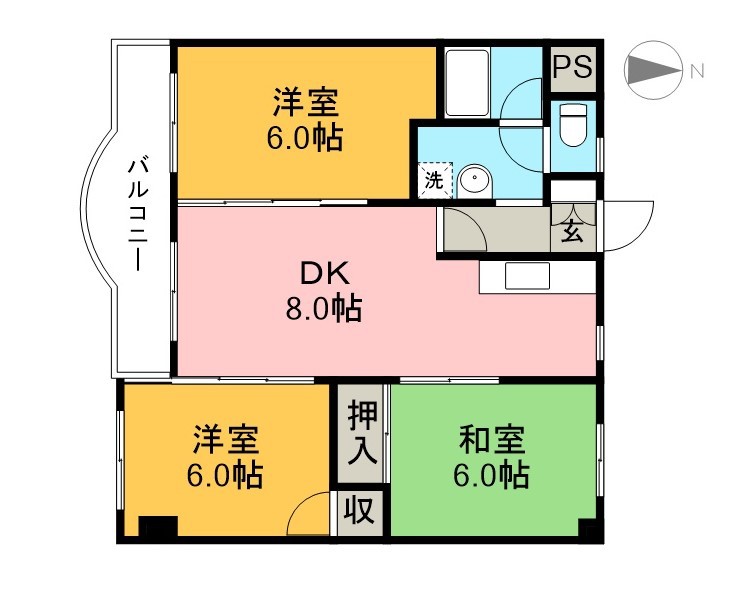 島谷グランドハイツ 4-4号室 間取り