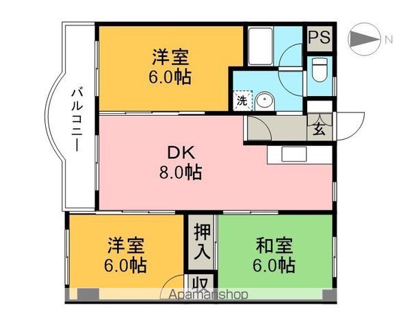 島谷グランドハイツ 4-4号室 間取り