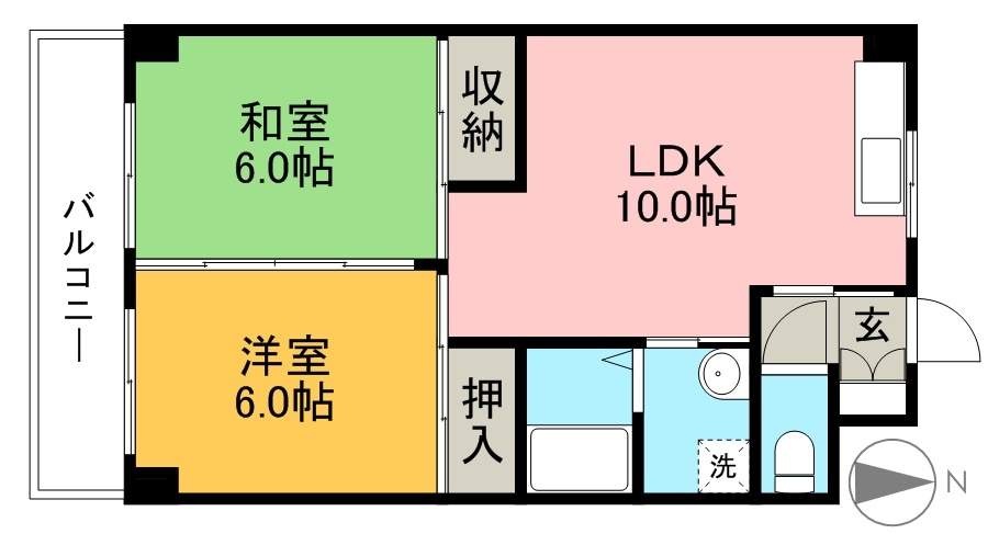 エスタンシア 102号室 間取り