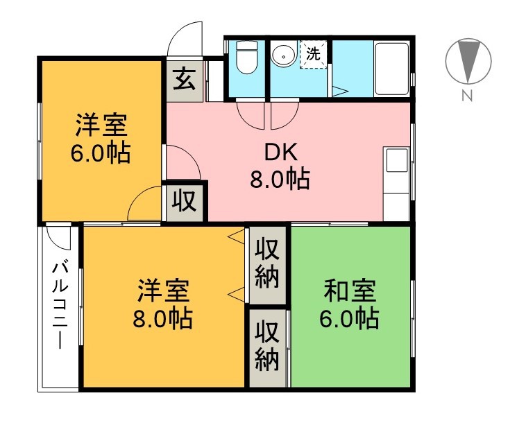 シティ次郎丸 106号室 間取り