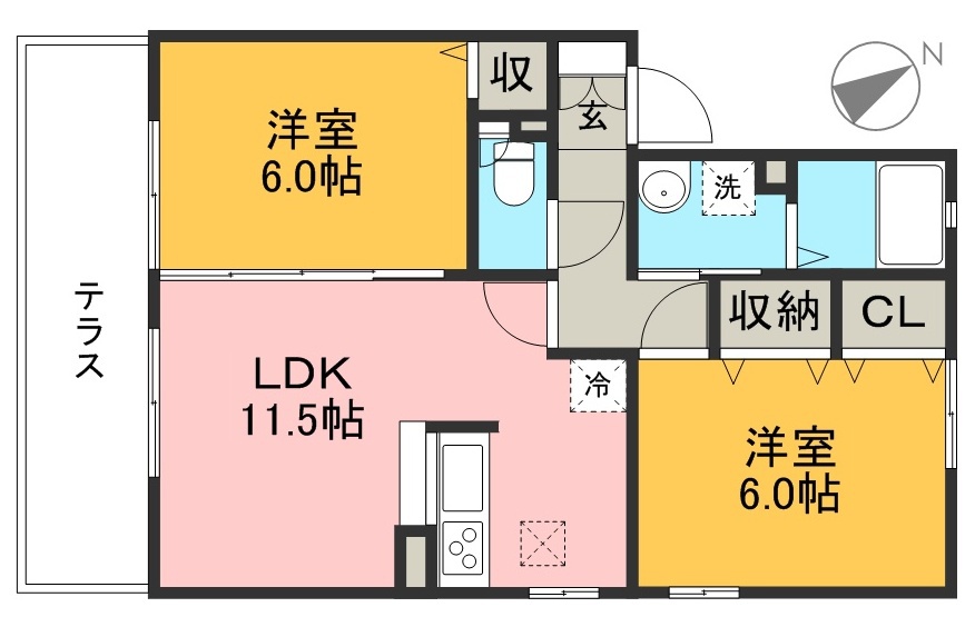 ウエスト孕 101号室 間取り