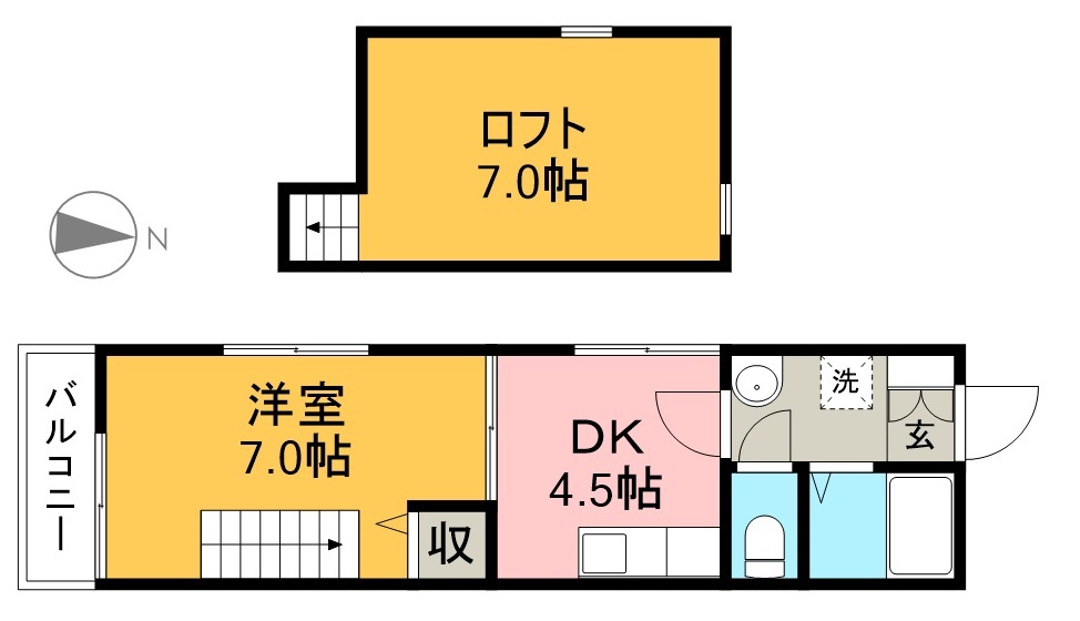 コーポＩＯＲＯＩ 201号室 間取り