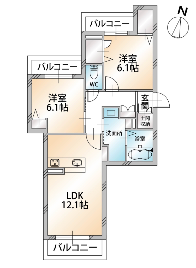 シャーメゾン桜Ⅲ 201号室 間取り