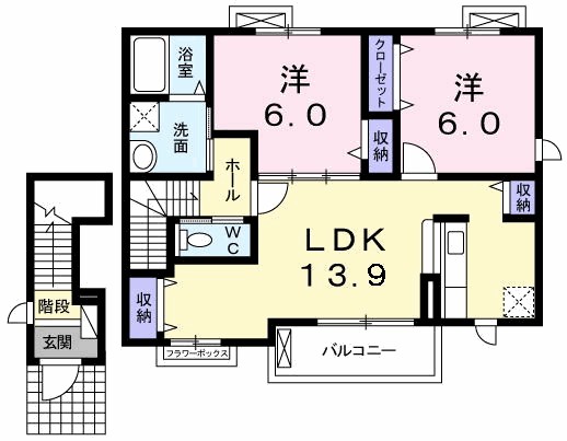 ラフレシール 201号室 間取り
