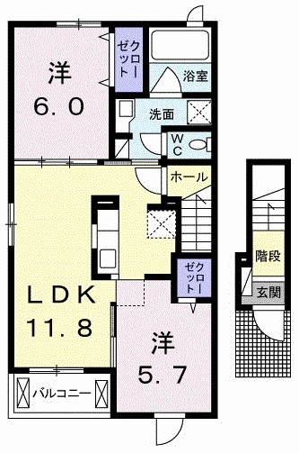 メゾン旭　Ⅰ 201号室 間取り