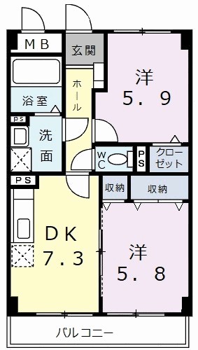グランデール　一本松 101号室 間取り