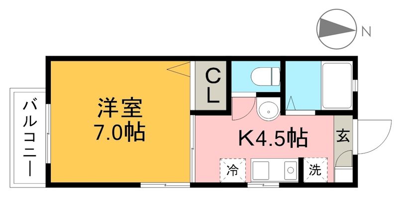 オージュ中久万 102号室 間取り