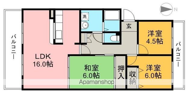 城山清涼ハイツ　２号棟 3E号室 間取り