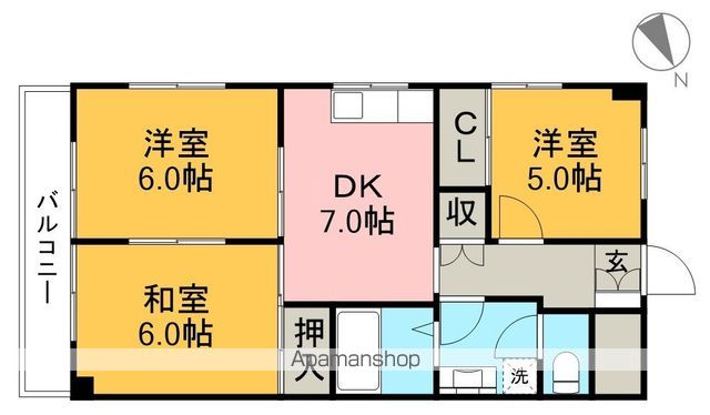 汐江ハイツ 401号室 間取り
