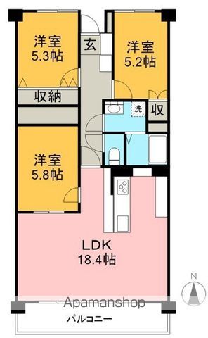 アーネスト能茶山 203号室 間取り