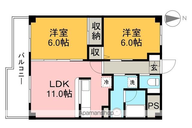 パールグランデ 406号室 間取り