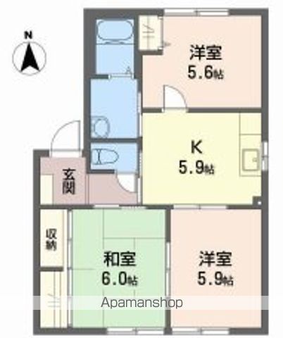 ハイツ岩郷　Ａ棟 101号室 間取り