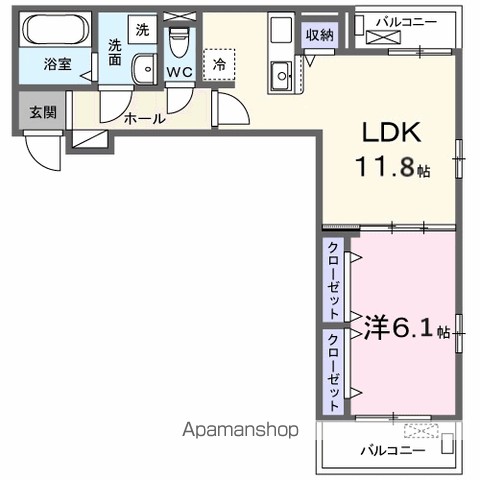 Ｖｉｌｌａ　Ｐｕｒｕｍｉｅ 202号室 間取り