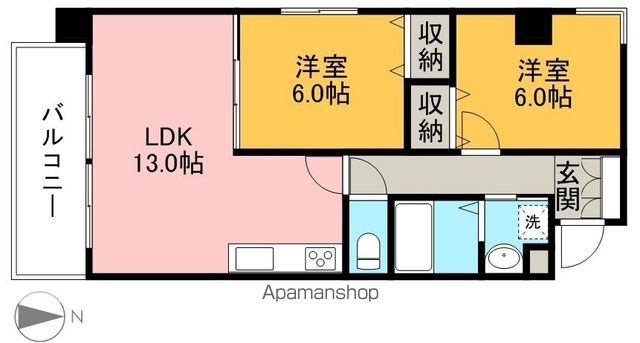 Ｌｏｔｕｓ　Ｃｏｕｒｔ 505号室 間取り