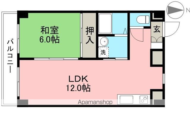 アサヒコート 110号室 間取り