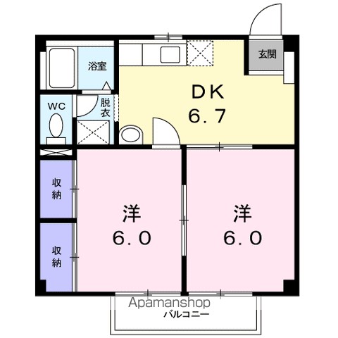カーサしろやまⅡ 202号室 間取り