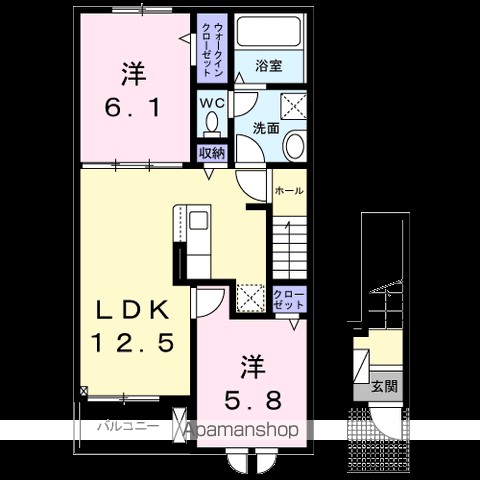 Ｌｕｎａ＆Ｌａ（ルナアンドラ） 202号室 間取り