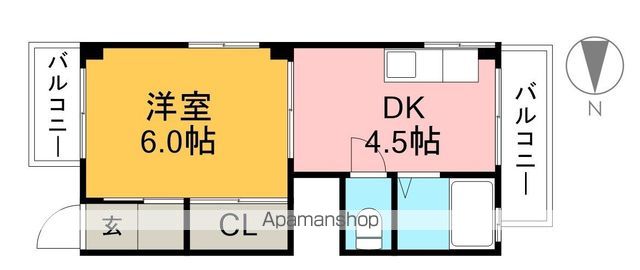 フライハイト朝倉 2F南号室 間取り