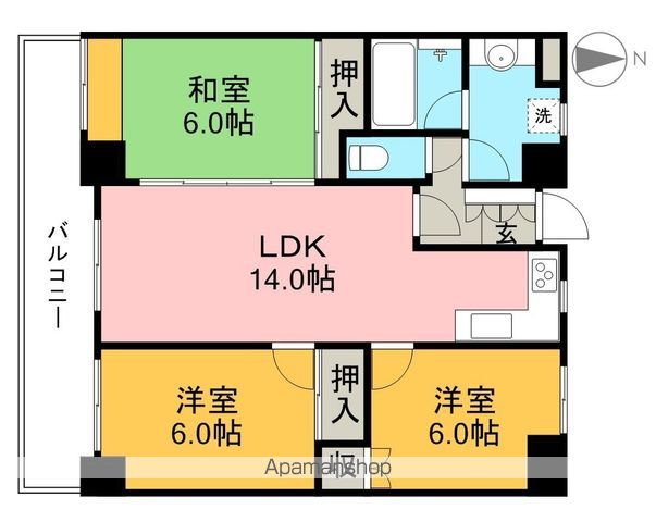 響水館 402号室 間取り