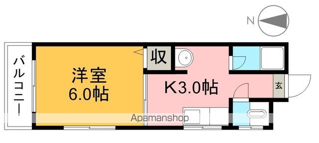 第２登勢 3F-W号室 間取り