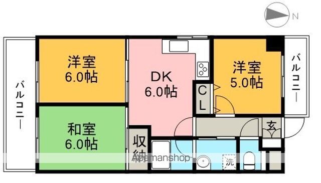 ラポール上町 401号室 間取り