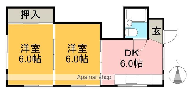 シャルムコーポ 2階南号室 間取り