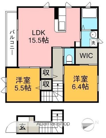 グランマスト杉井流Ⅱ　Ｂ棟 201号室 間取り