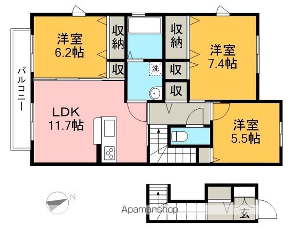 グランマスト塩屋崎　Ｂ棟 201号室 間取り