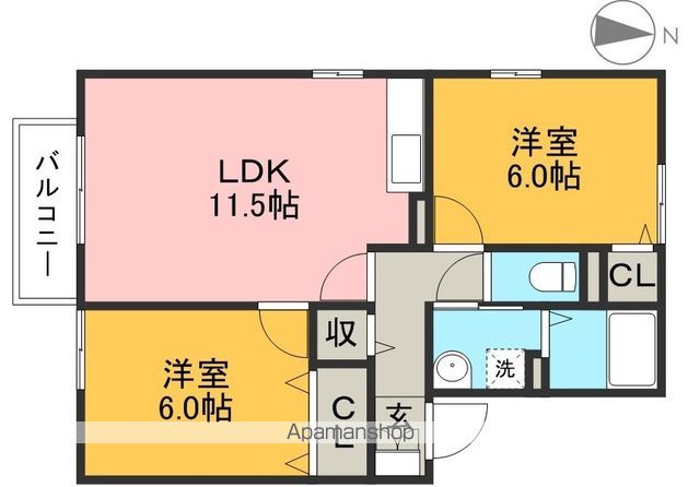 セジュールサヒア 202号室 間取り