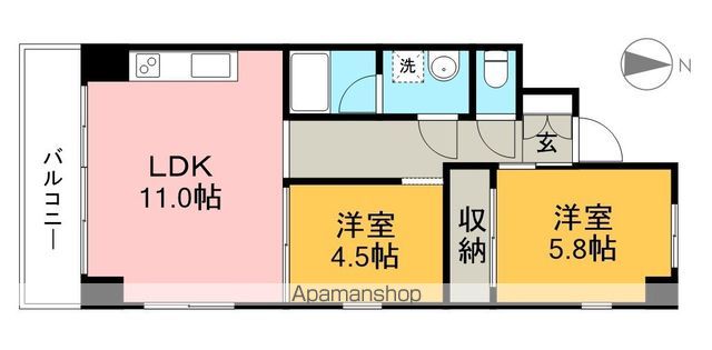 ラコント南棟 221号室 間取り