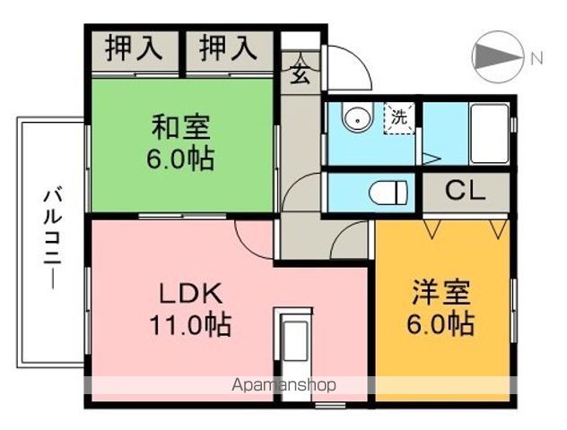 フローラ四月田　Ａ棟 202号室 間取り