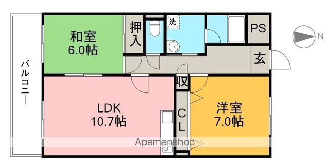 ハイツ鹿持 102号室 間取り