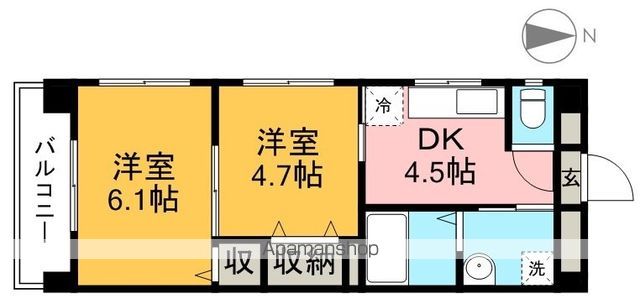 ＰＥＲＬＡ南川添Ⅱ 201号室 間取り