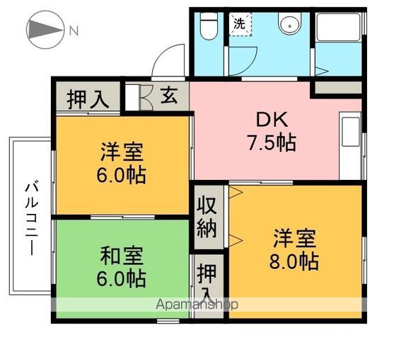 セジュール鍋島　Ｂ棟 202号室 間取り