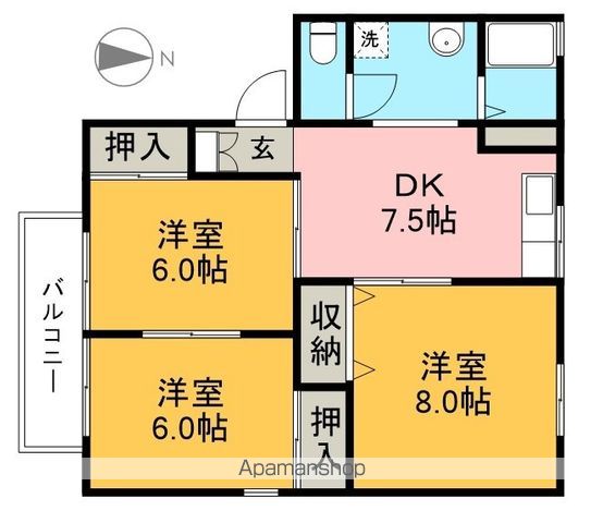 セジュール鍋島　Ｃ棟 202号室 間取り