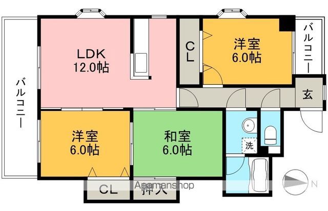ルミエールⅢ 2B号室 間取り