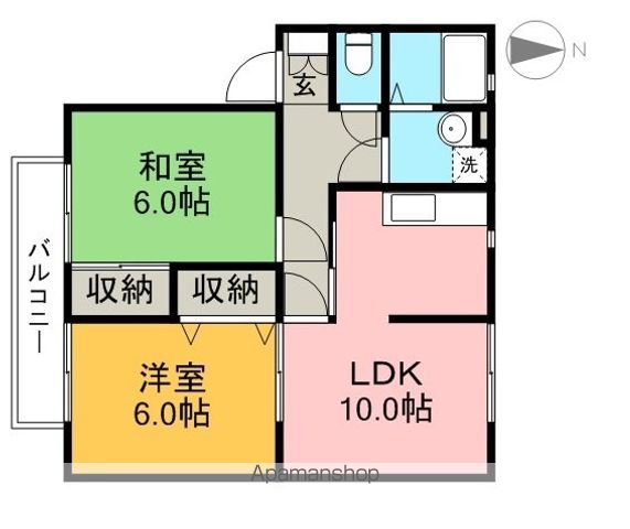 アムール　Ｂ棟 202号室 間取り