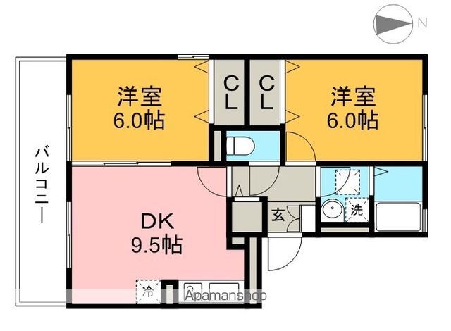 パストラル　Ｂ棟 202号室 間取り