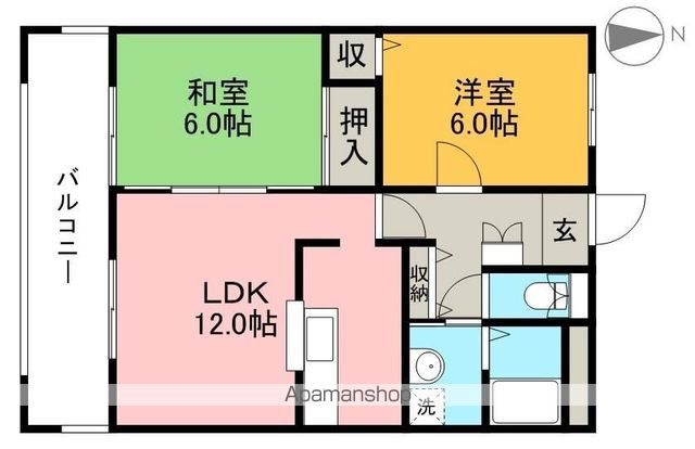 カーサ城山 102号室 間取り