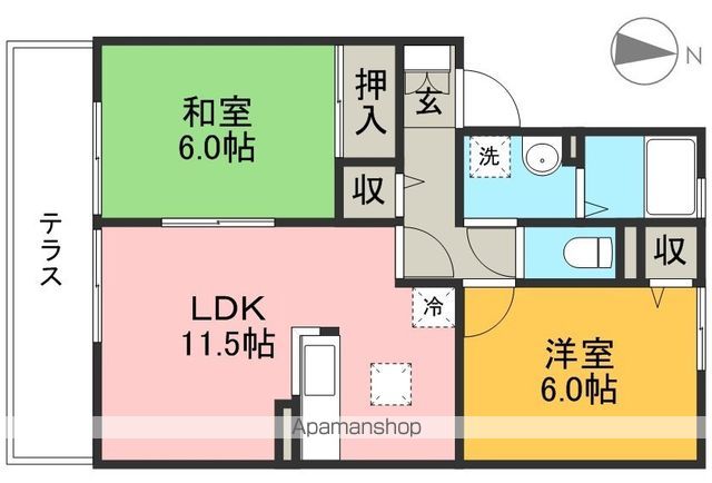 シャンポール　Ⅱ 105号室 間取り