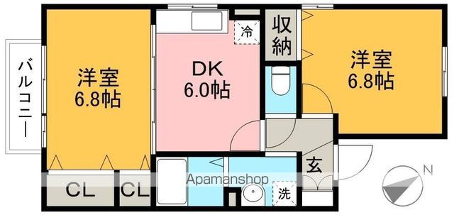 フルーレコート 202号室 間取り