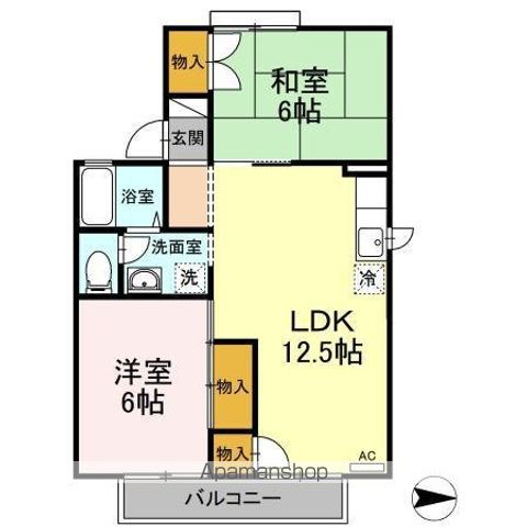 セジュール島本 201号室 間取り