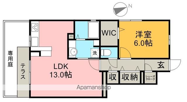 グロリオサ 102号室 間取り