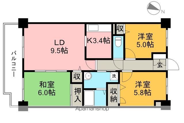 クレスト 502号室 間取り