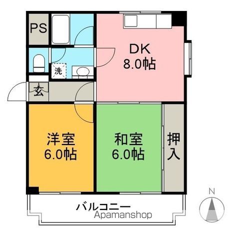コーポ一宮Ⅱ 302号室 間取り