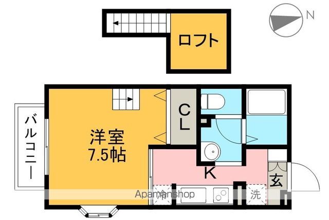 ミントグリーン 201号室 間取り