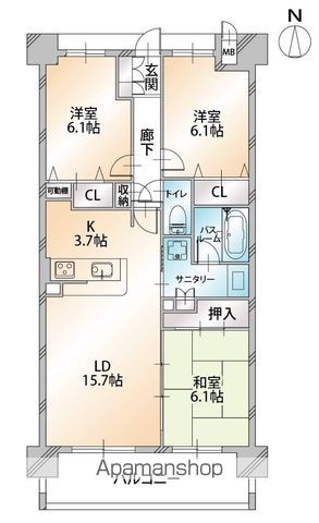 アルファステイツ吉田公園 604号室 間取り
